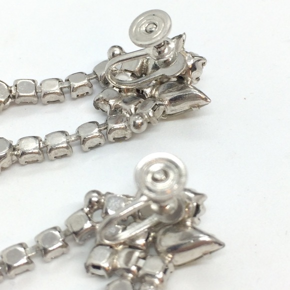 VINTAGE RHINESTONES SCREW BACK EARRINGS DANGLE STATEMENT - Picture 16 of 16